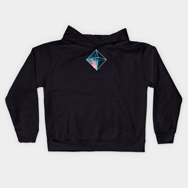 Starred sky geometry concept: a blue crystal heart Kids Hoodie by Blacklinesw9